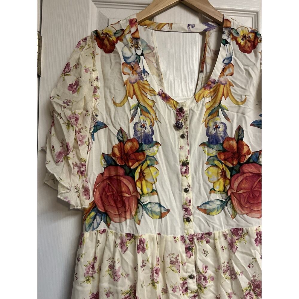 NWT Aratta Angeles Kiss Maxi Dress Large Floral Print Mesh Boho Feminine - Picture 4 of 7